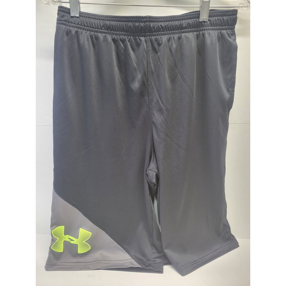 Under Armour Boys‎ YXL Black Grey Neon Yellow Loose Fit Athletic Shorts